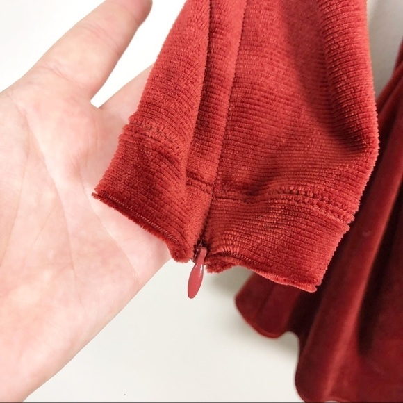 A.L.C. Marcel Ruched Velvet Long Sleeve Mini Dress Sumac Red Cocktail Party - Picture 4 of 10